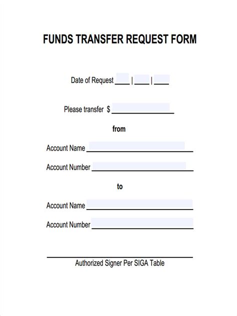 transfer of funds form .